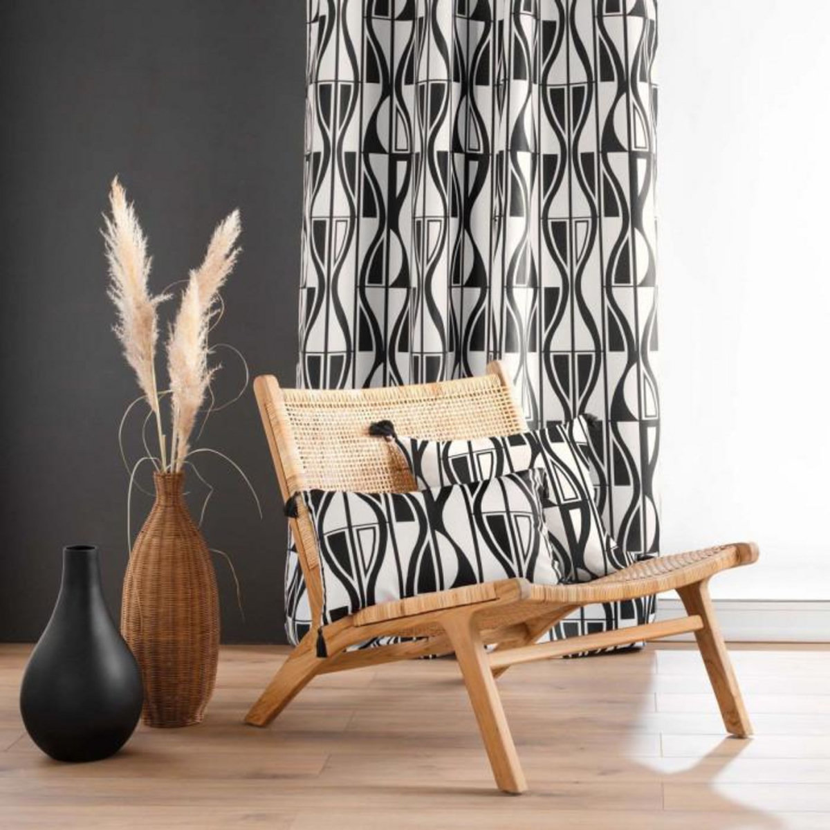 Paris Prix Rideau à Œillets  Ikaris  140x260cm Noir & Blanc