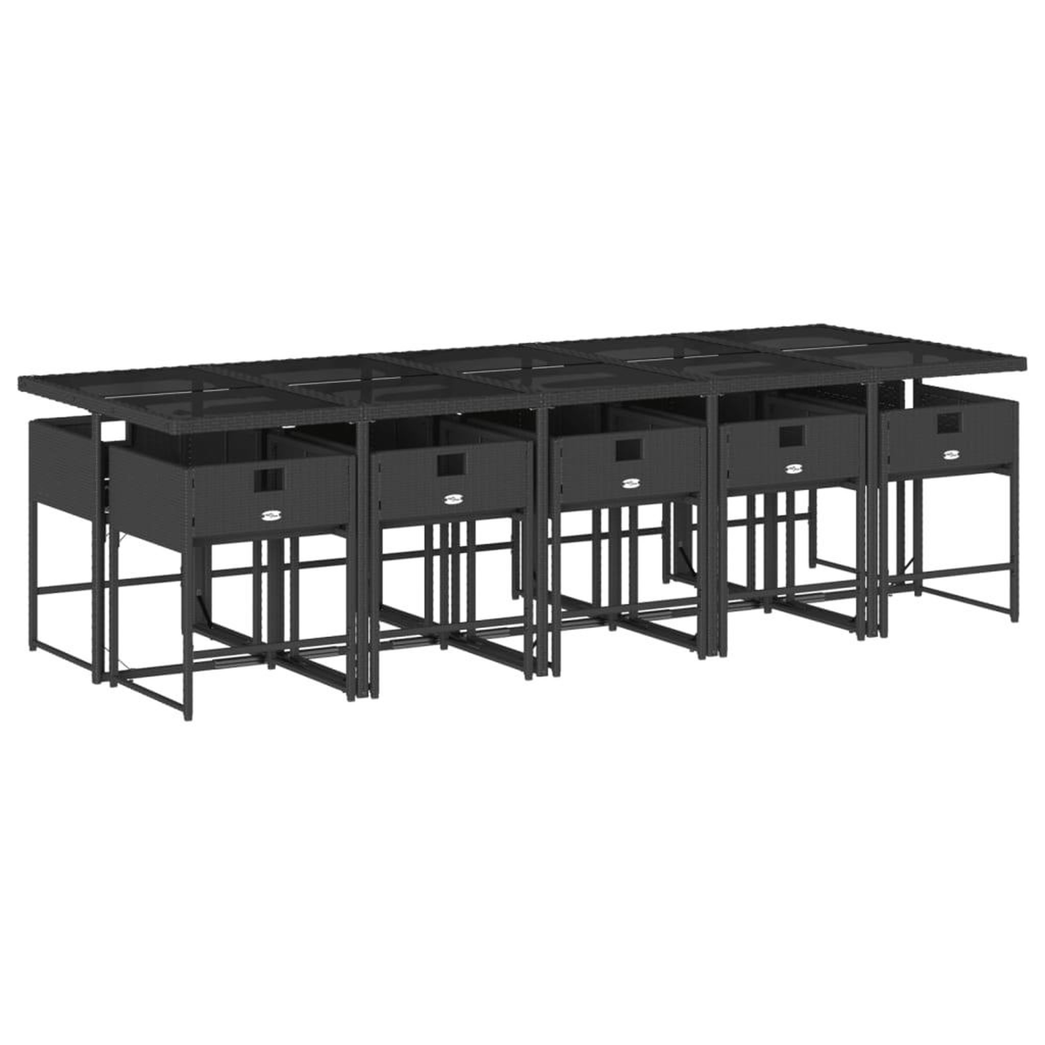 Voir la diapositive 3 : VIDAXL Ensemble a manger de jardin 11 pcs coussins noir resine tressee
