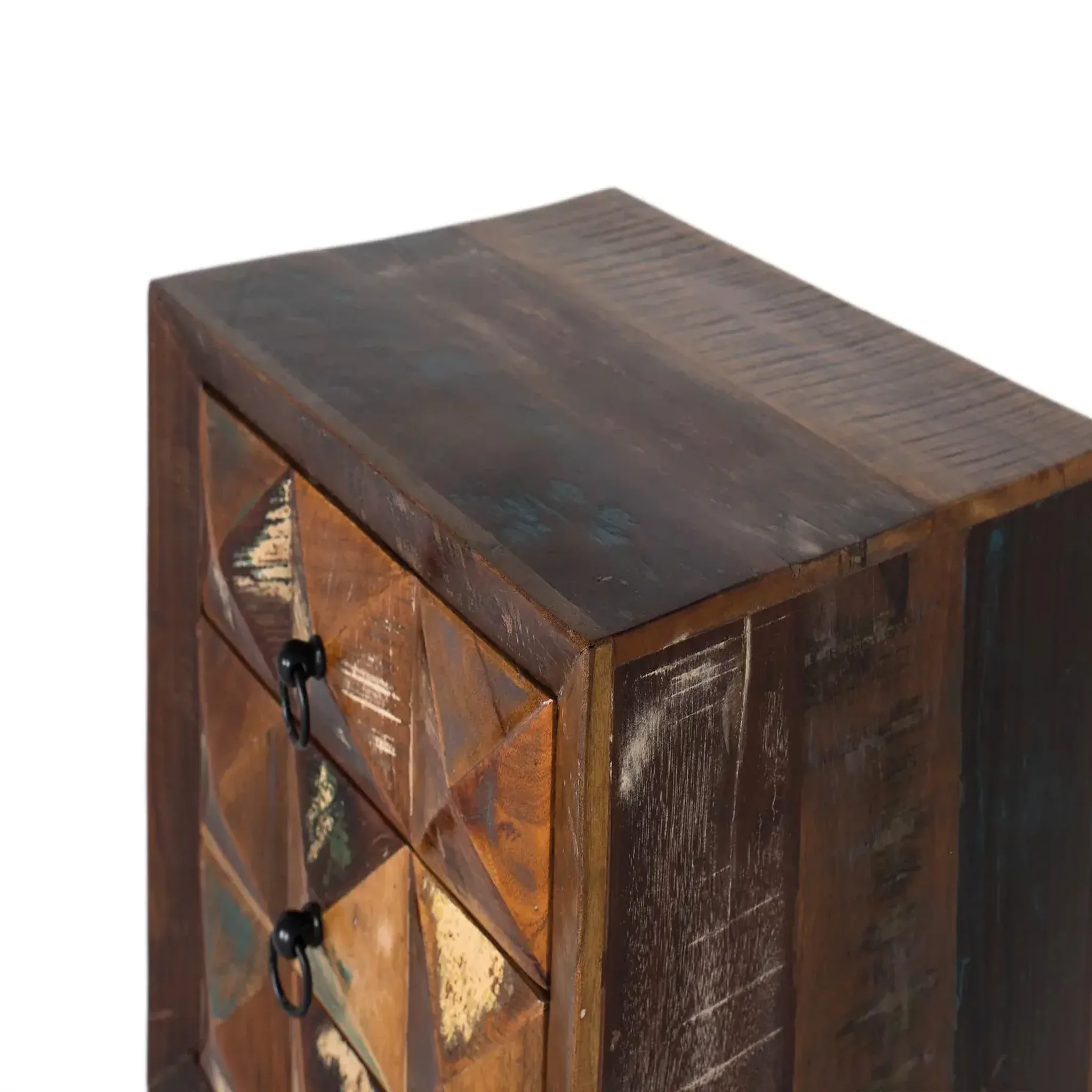 Voir la diapositive 5 : GINER Y COLOMER SL Table de chevet en bois recyclé 50 cm style industriel moderne