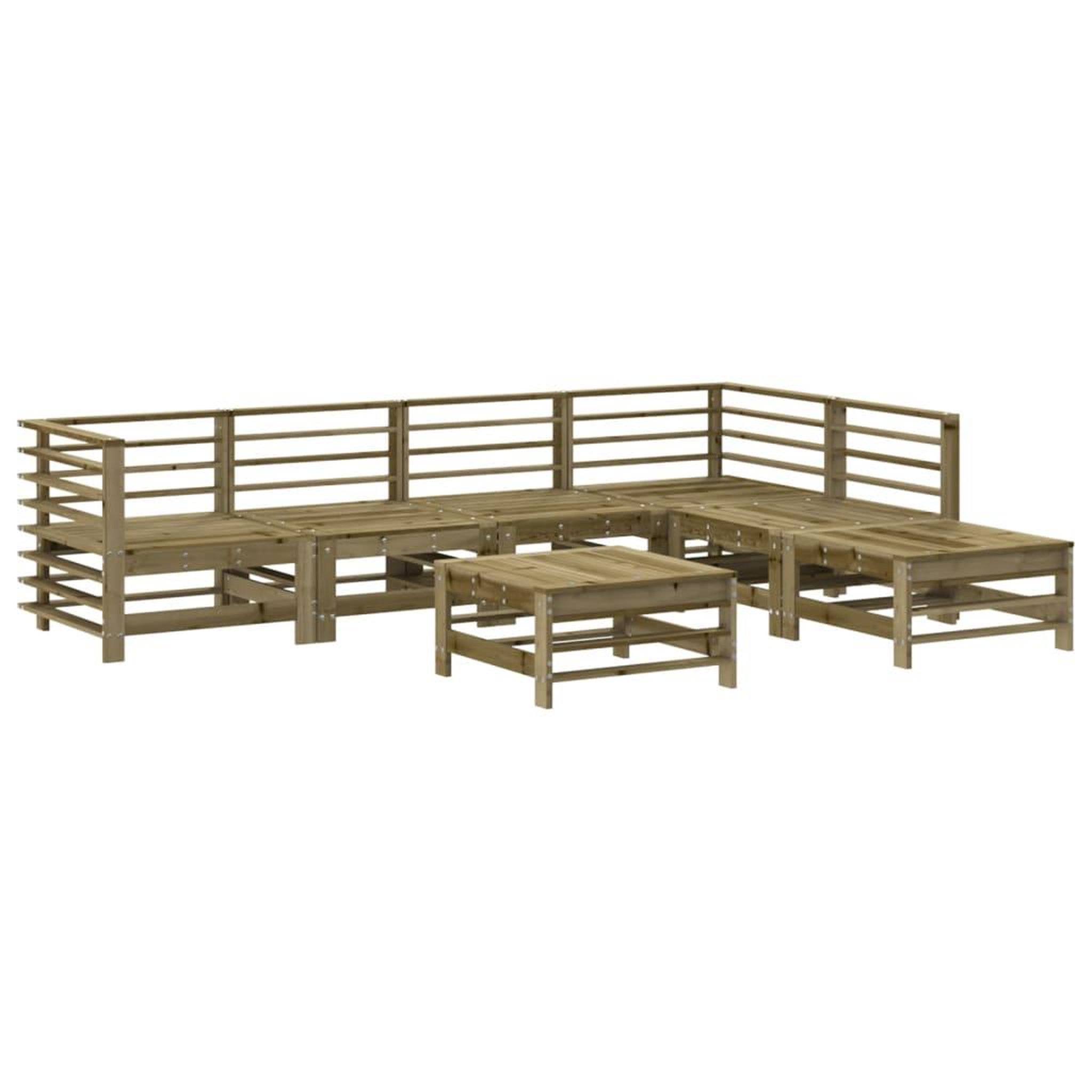 Voir la diapositive 2 : VIDAXL Salon de jardin 7 pcs bois de pin impregne