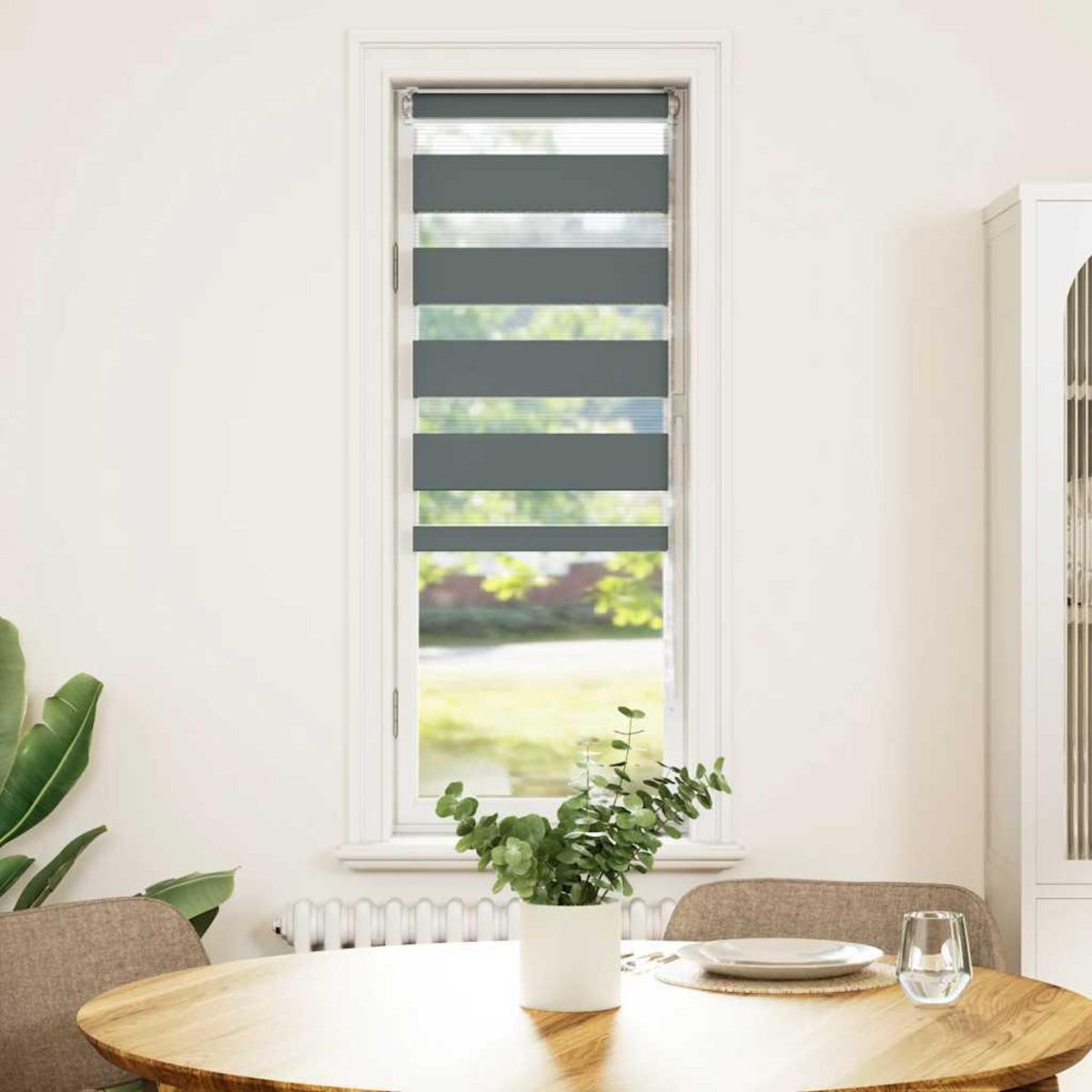 VIDAXL Store zebre gris fonce largeur du tissu 35,9 cm polyester