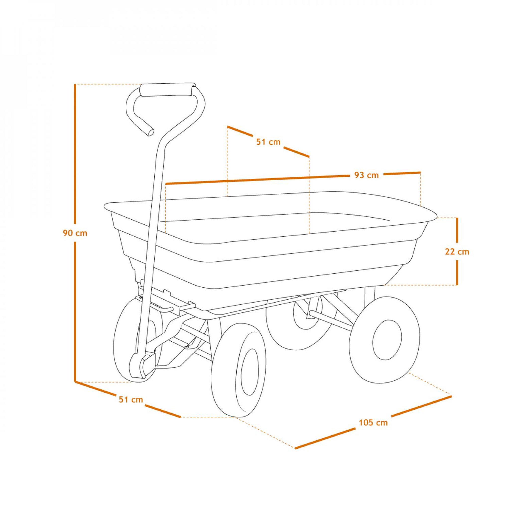 Voir la diapositive 2 : LINXOR Chariot de jardin, remorque de transport à roulettes - 75 L - 260 Kg