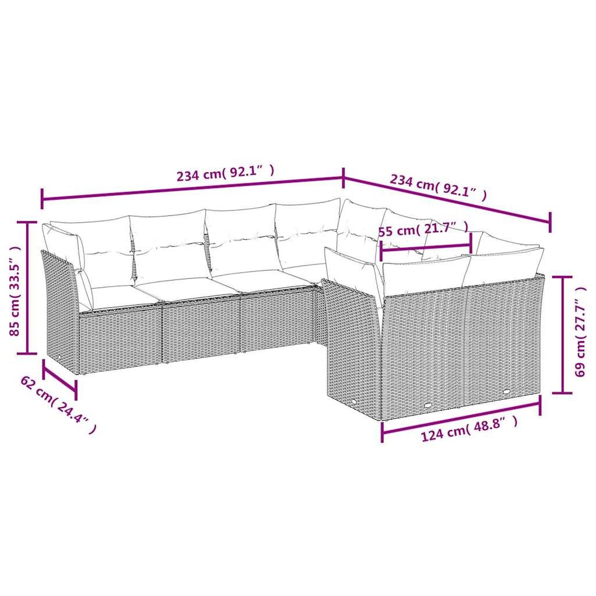 Voir la diapositive 3 : VIDAXL Salon de jardin 8 pcs avec coussins gris resine tressee
