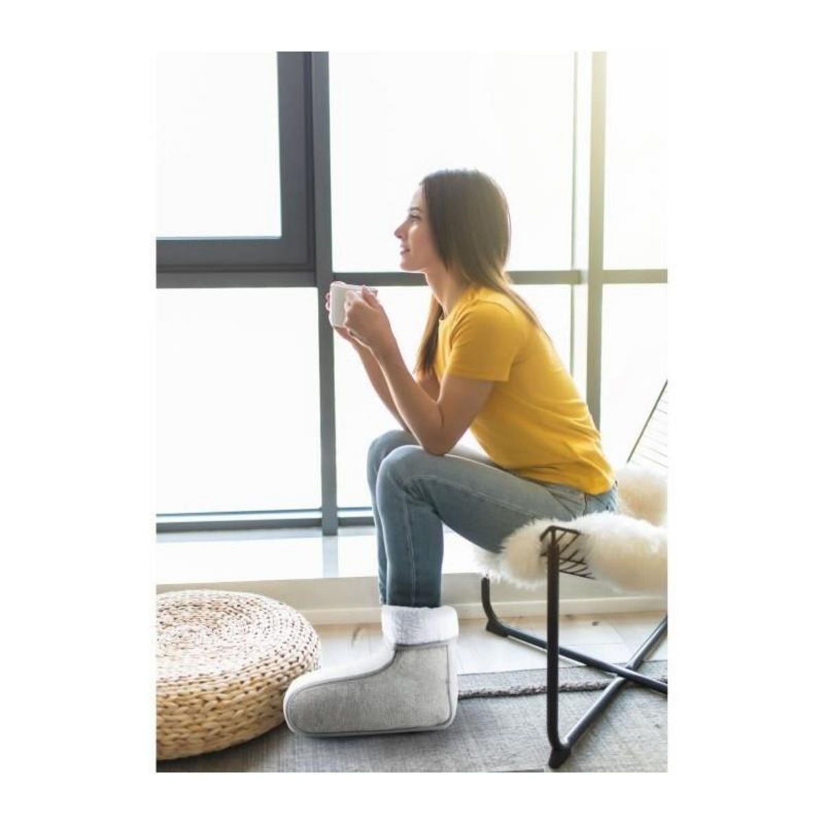 Domo Chauffe-pieds DOMO - Soulage l'arthrose et stimule la circulation - 3 niveaux de chaleur - Polyester - 30x30x24 cm