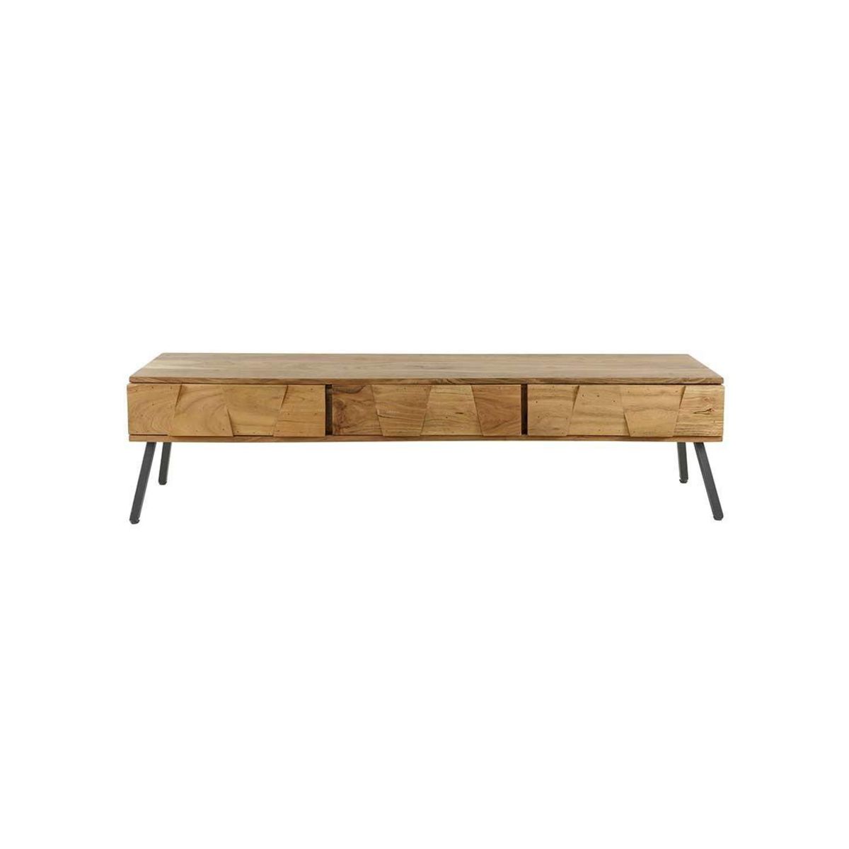 LISA DESIGN Jaipur - meuble tv - bois massif d'acacia et noir - 180 cm