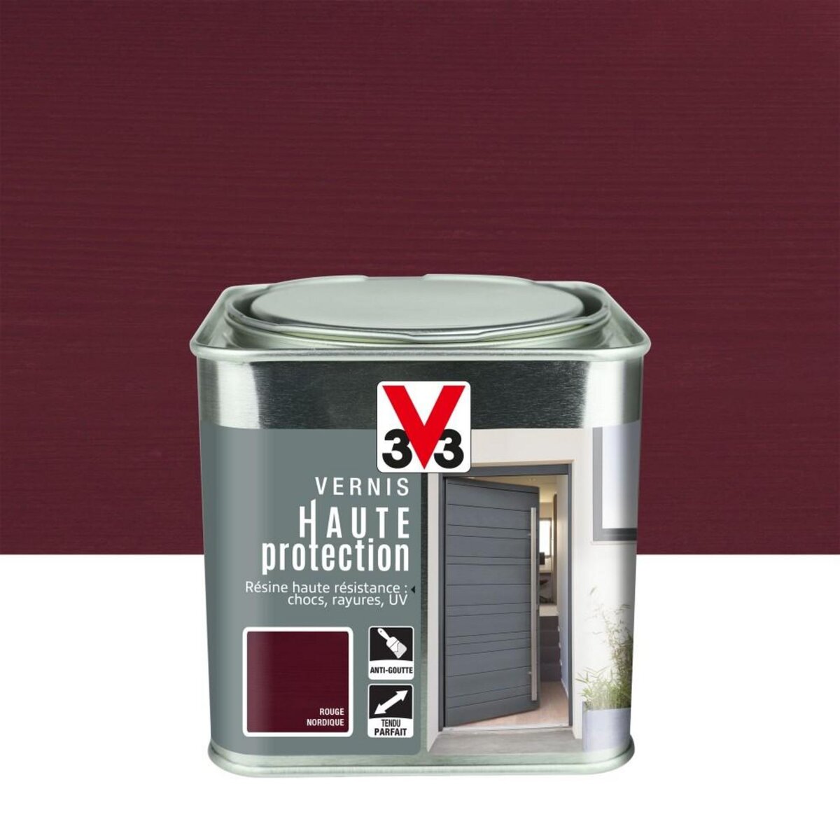 CENTRALE BRICO Vernis bois extérieur V33 Haute protection opaque rouge nordique brillant 0.75 l