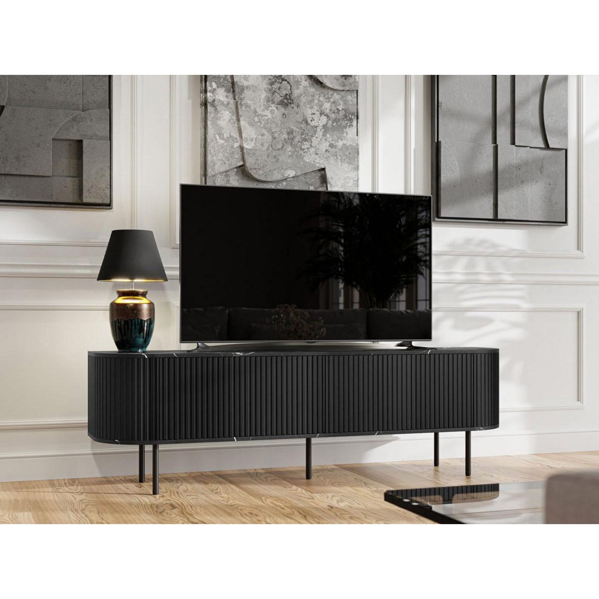 BEST MOBILIER Thio - meuble tv - noir - 180 cm