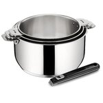Lagostina Série de 3 casseroles inox 16/18/20cm + poignée - 012132600004