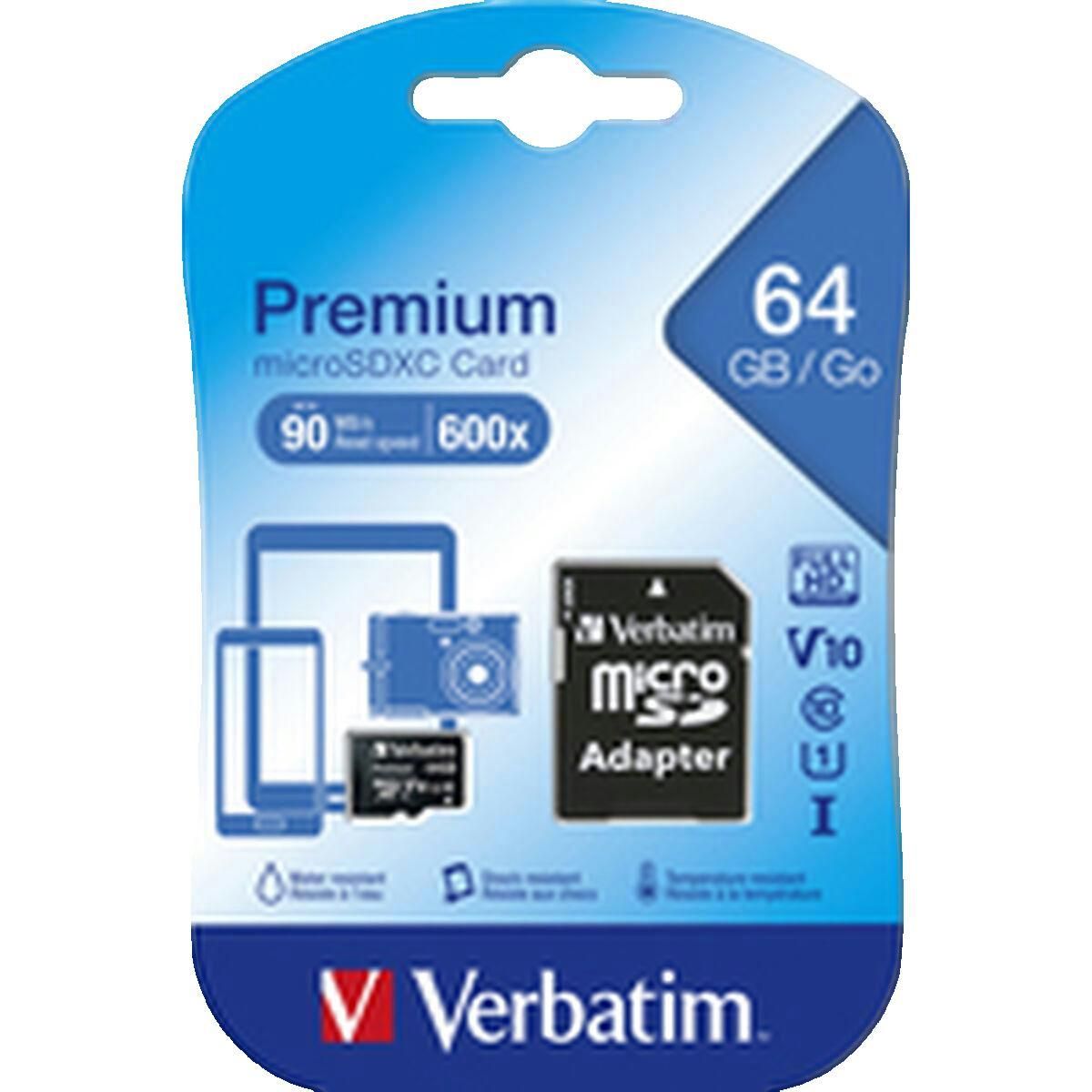 Verbatim Carte Mémoire MicroSD Verbatim Premium 64 Go Classe 10