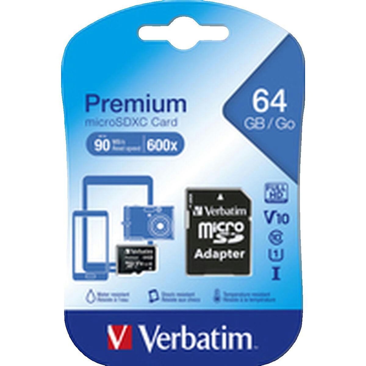Verbatim Carte Mémoire MicroSD Verbatim Premium 64 Go Classe 10