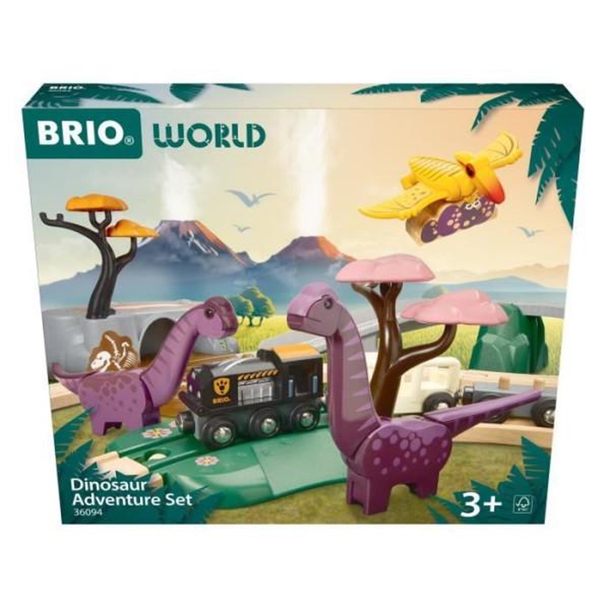 Brio Brio circuit aventure dinosaure 21 pieces - action de jeu sans pile - dinosaures inclus - circuit de train en bois - brio world
