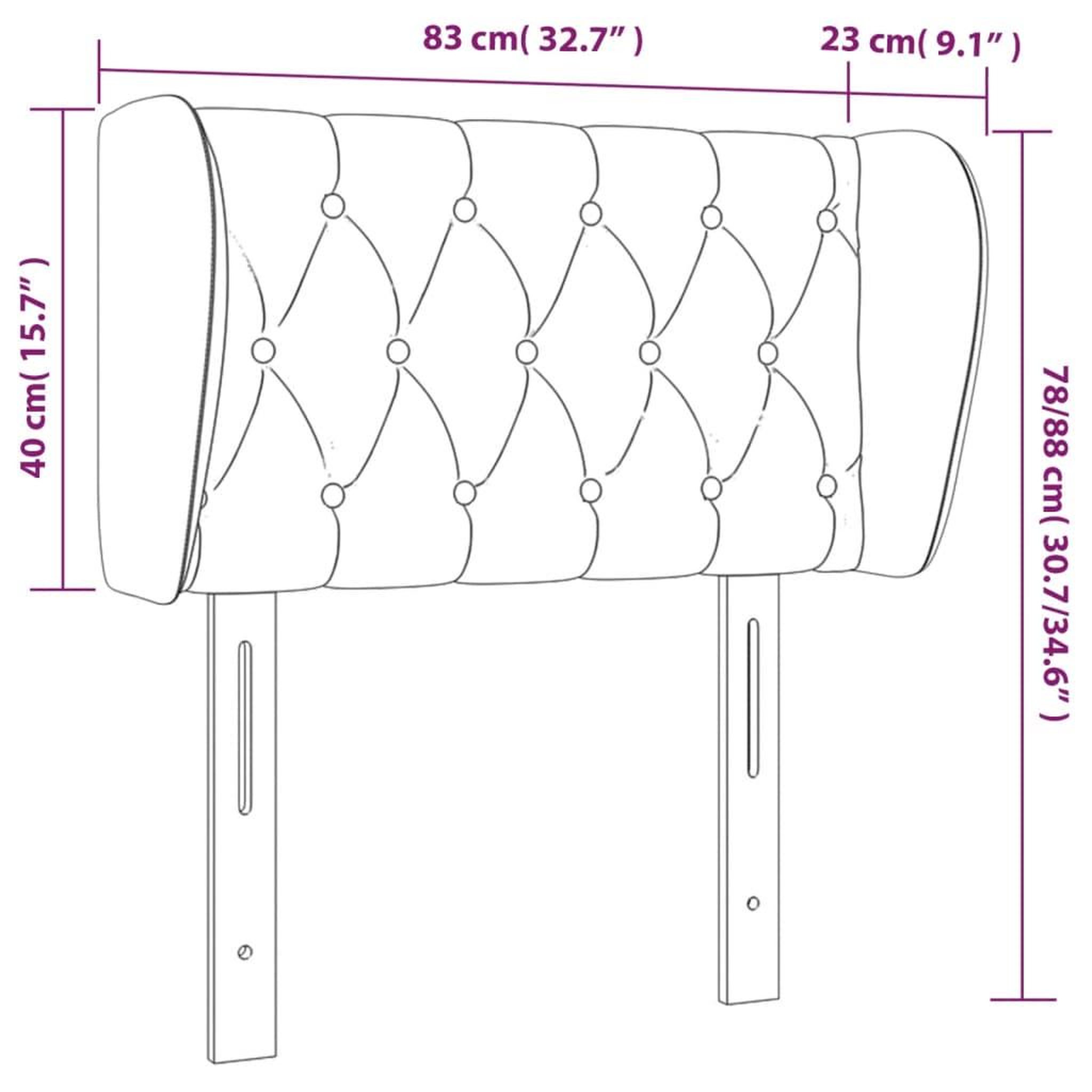 Voir la diapositive 6 : VIDAXL Tete de lit avec oreilles Creme 83x23x78/88 cm Tissu
