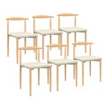 ID MARKET Lot de 6 chaises NOE en imitation bois et assise en tissu beige pour salle à manger