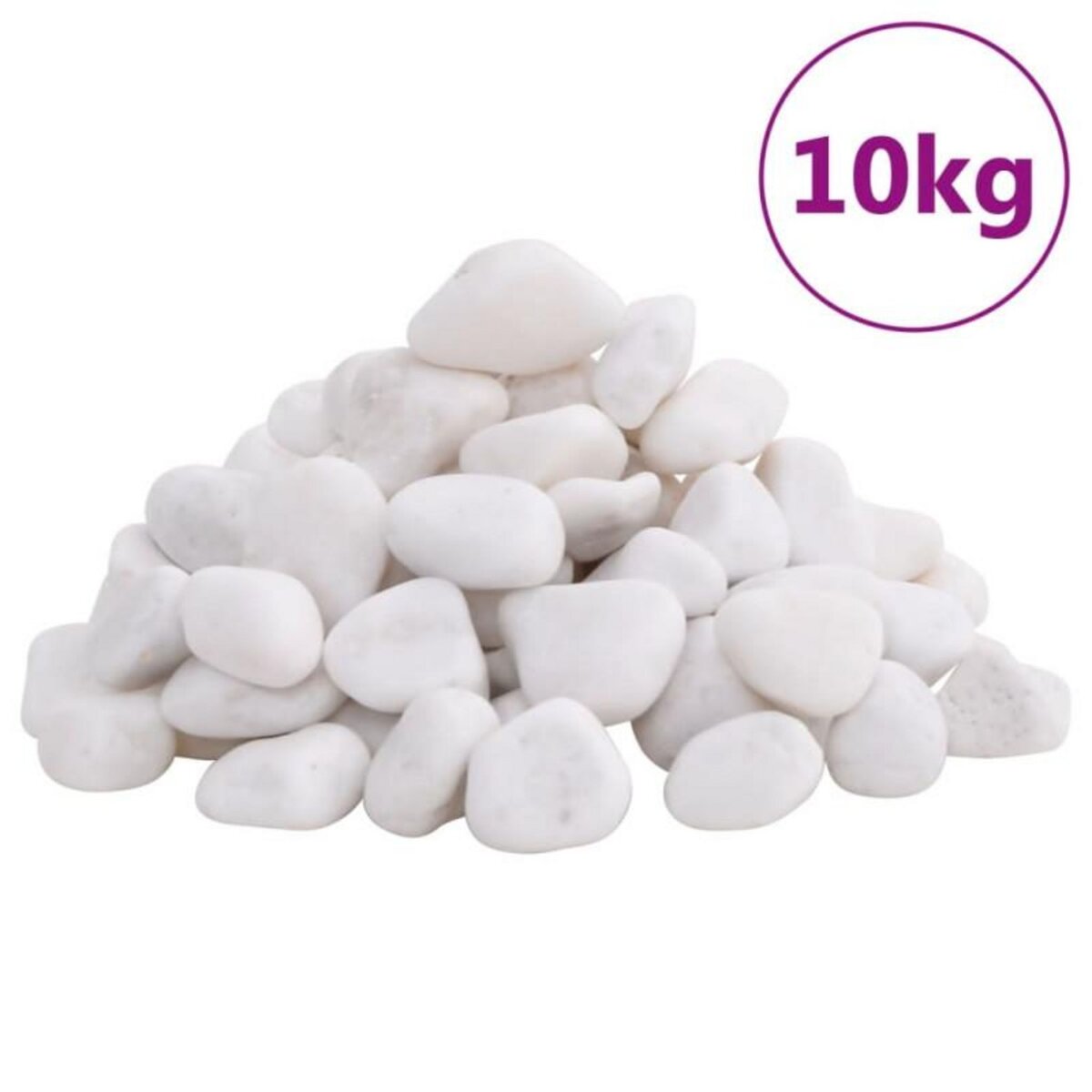 VIDAXL Galets polis 10 kg blanc 2 5 cm