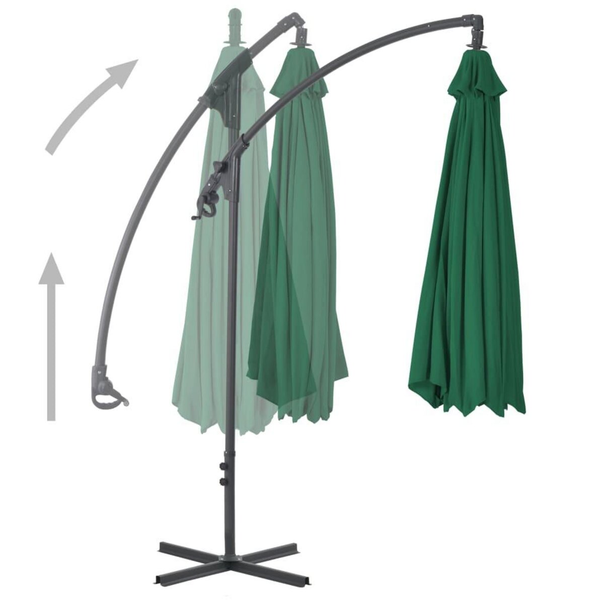 VIDAXL Parasol de jardin en porte-a-faux avec mat en acier vert