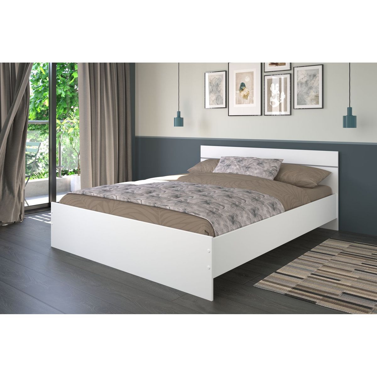 Lit double adulte 160x200 cm LUCILLE