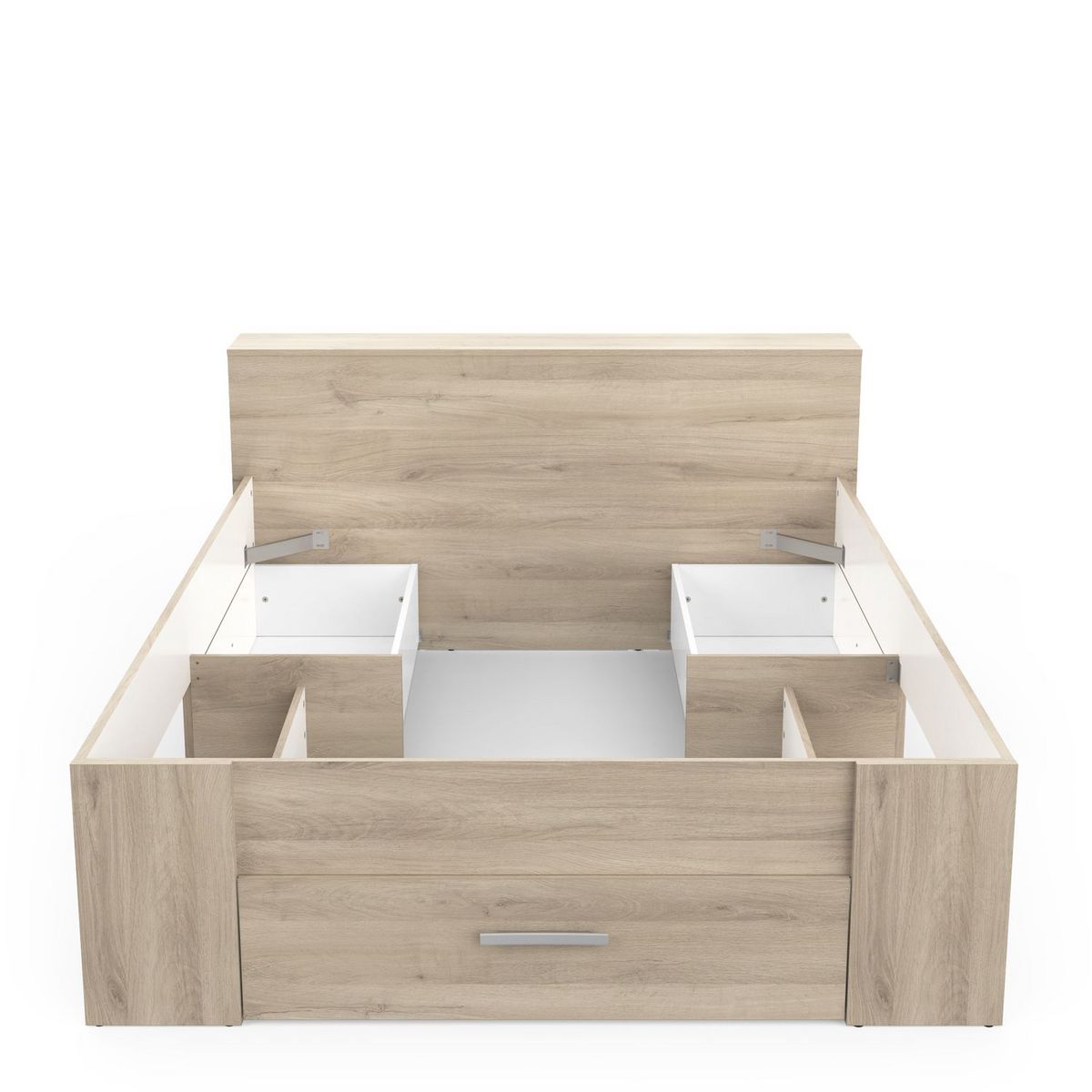 Lit 140 x200 cm avec tête de lit et rangements ILIAN