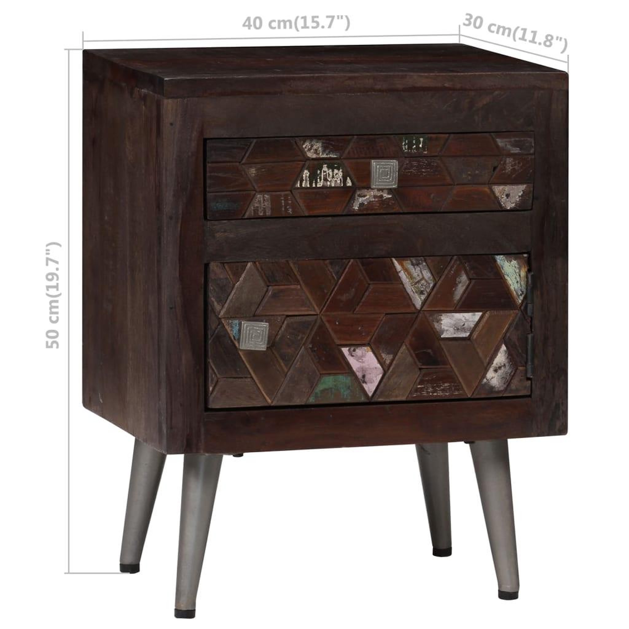 Voir la diapositive 6 : VIDAXL Table de chevet Bois de recuperation solide 40 x 30 x 50 cm