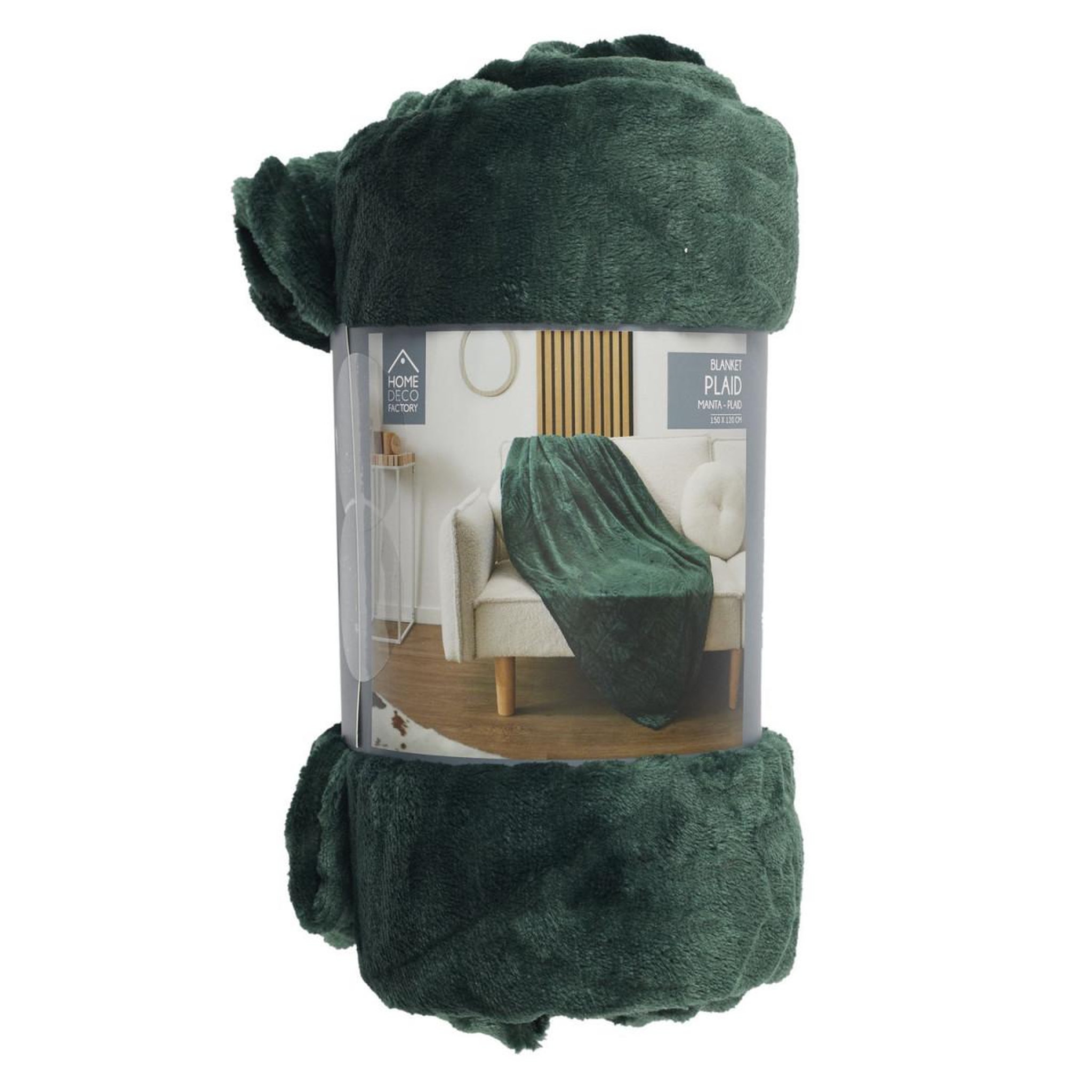 Voir la diapositive 4 : The Home Deco Factory Plaid flanelle embosse  roméo  120x150cm vert sapin