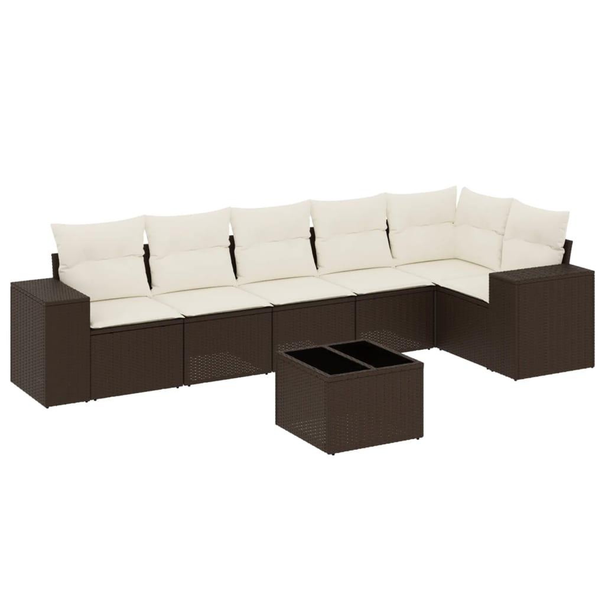 Voir la diapositive 2 : VIDAXL Salon de jardin avec coussins 7 pcs marron resine tressee