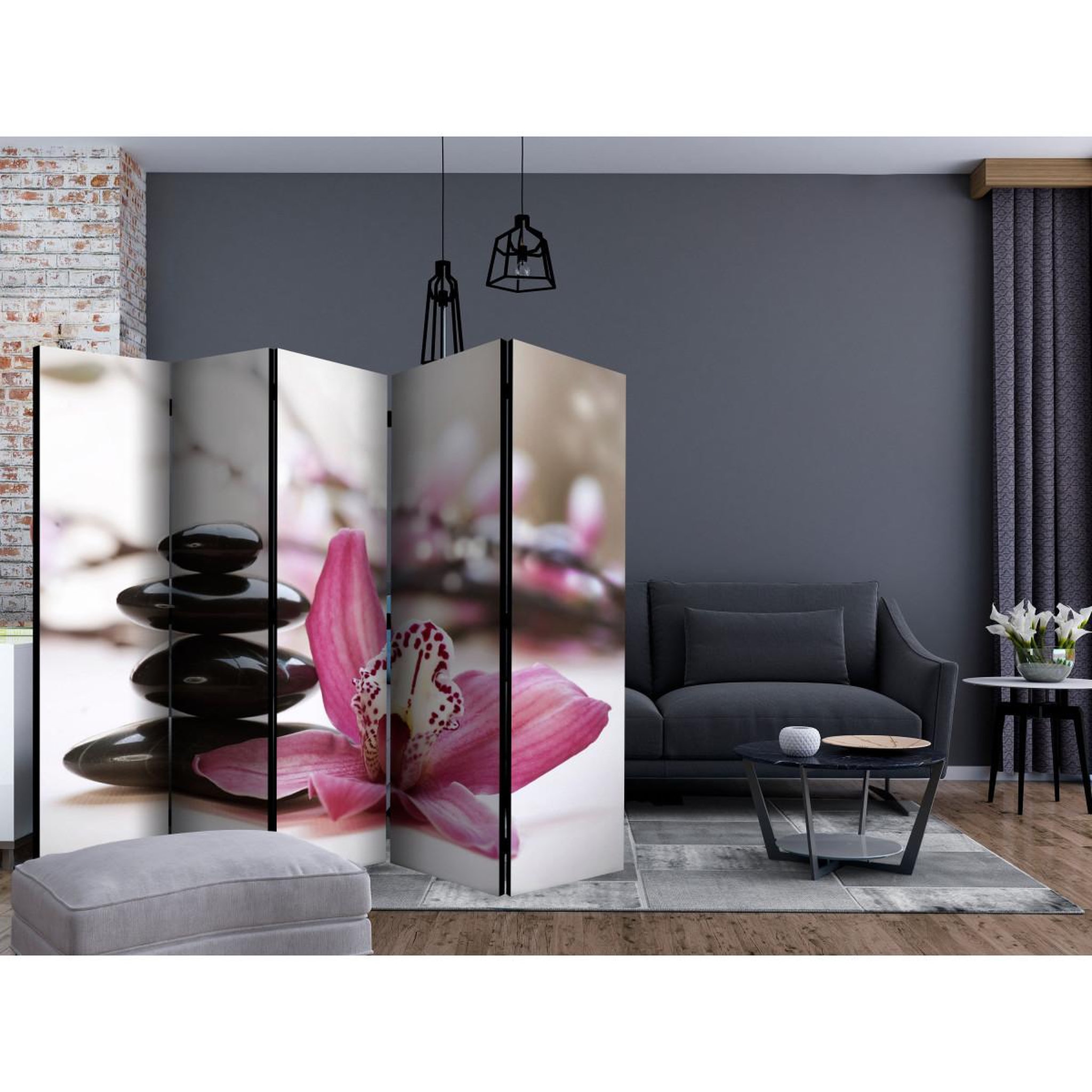 Voir la diapositive 2 : Paris Prix Paravent 5 volets  relaxation & wellness  172x225cm