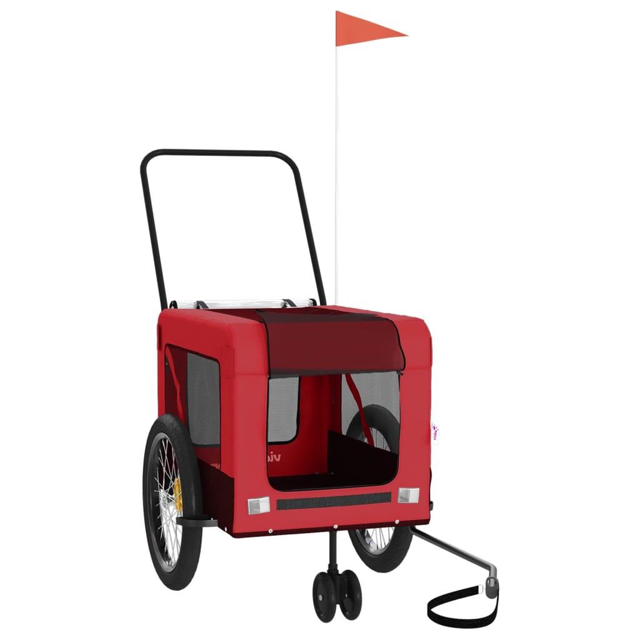 Voir la diapositive 3 : VIDAXL Remorque de velo pour animaux de compagnie rouge et noir