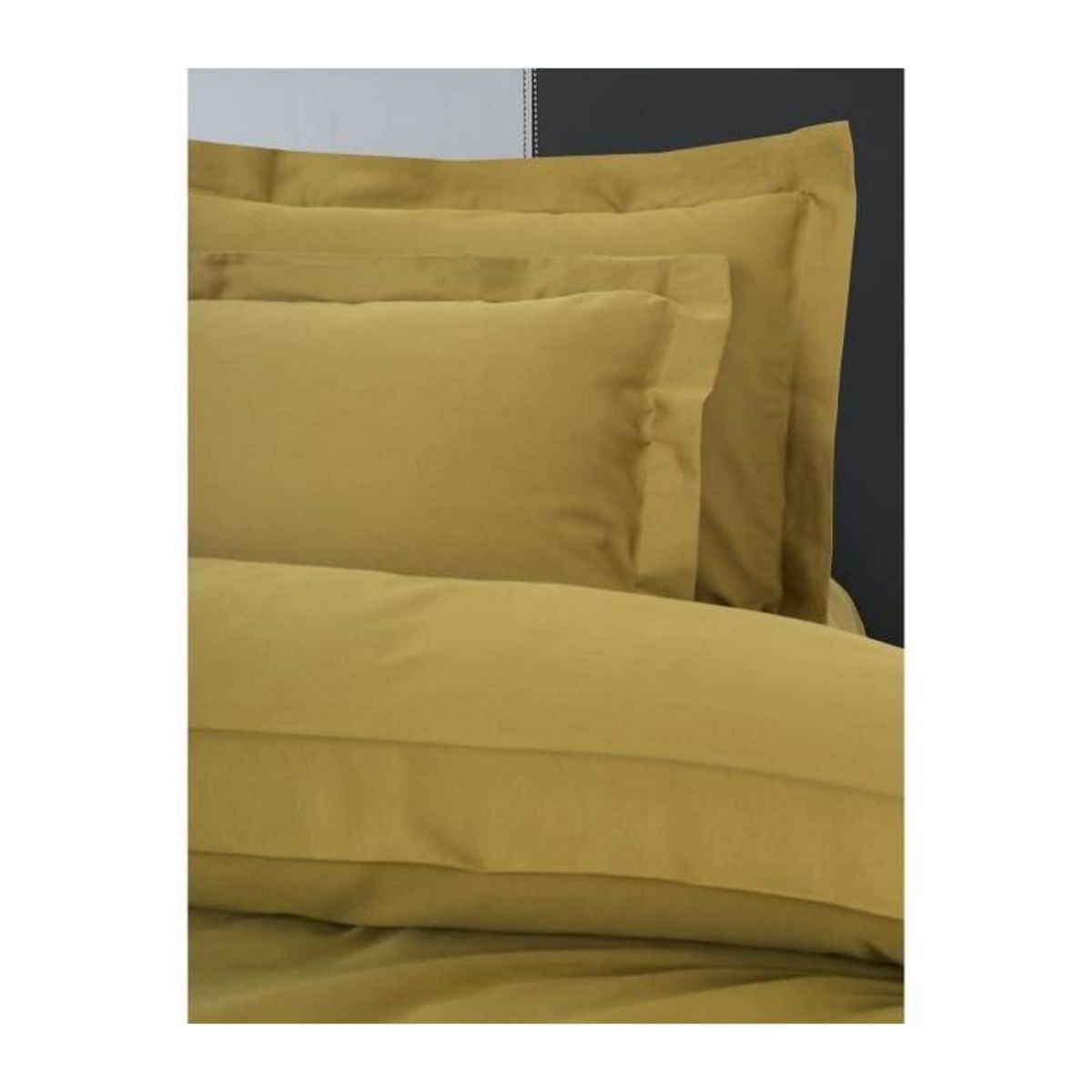 GENERIQUE Parure de lit - 129CTN63976 - 1 housse de couette 220 x 240 cm + 2 taies d'oreiller 60 x 60 cm - Satiné 100% coton - Moutarde