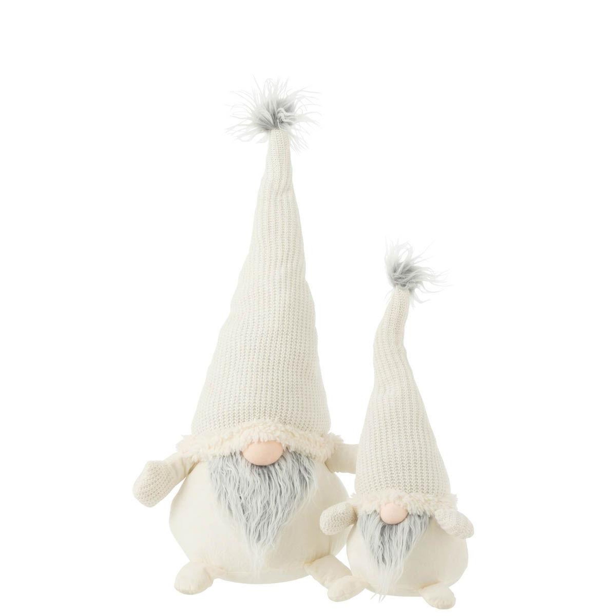 Voir la diapositive 2 : J-LINE Statue déco lutin  barbe  80cm blanc & gris