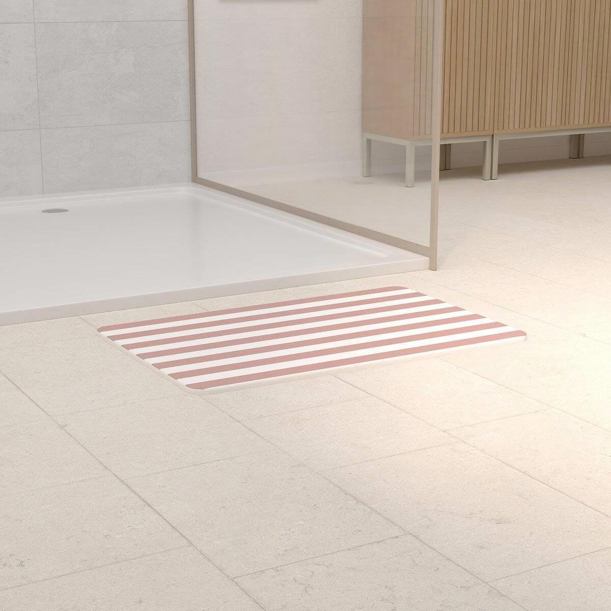 Voir la diapositive 3 : FIVE Tapis de bain en diatomite  strio  39x60cm rose