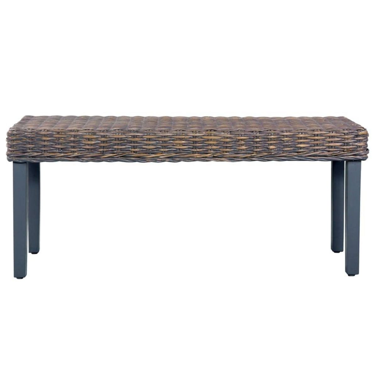 VIDAXL Banc 110 cm Gris Rotin naturel kubu et bois de manguier massif