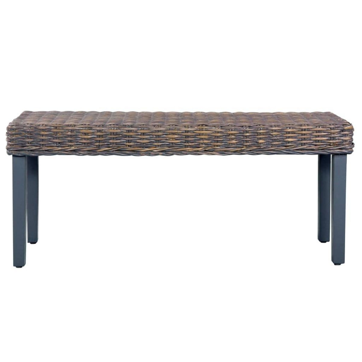 VIDAXL Banc 110 cm Gris Rotin naturel kubu et bois de manguier massif