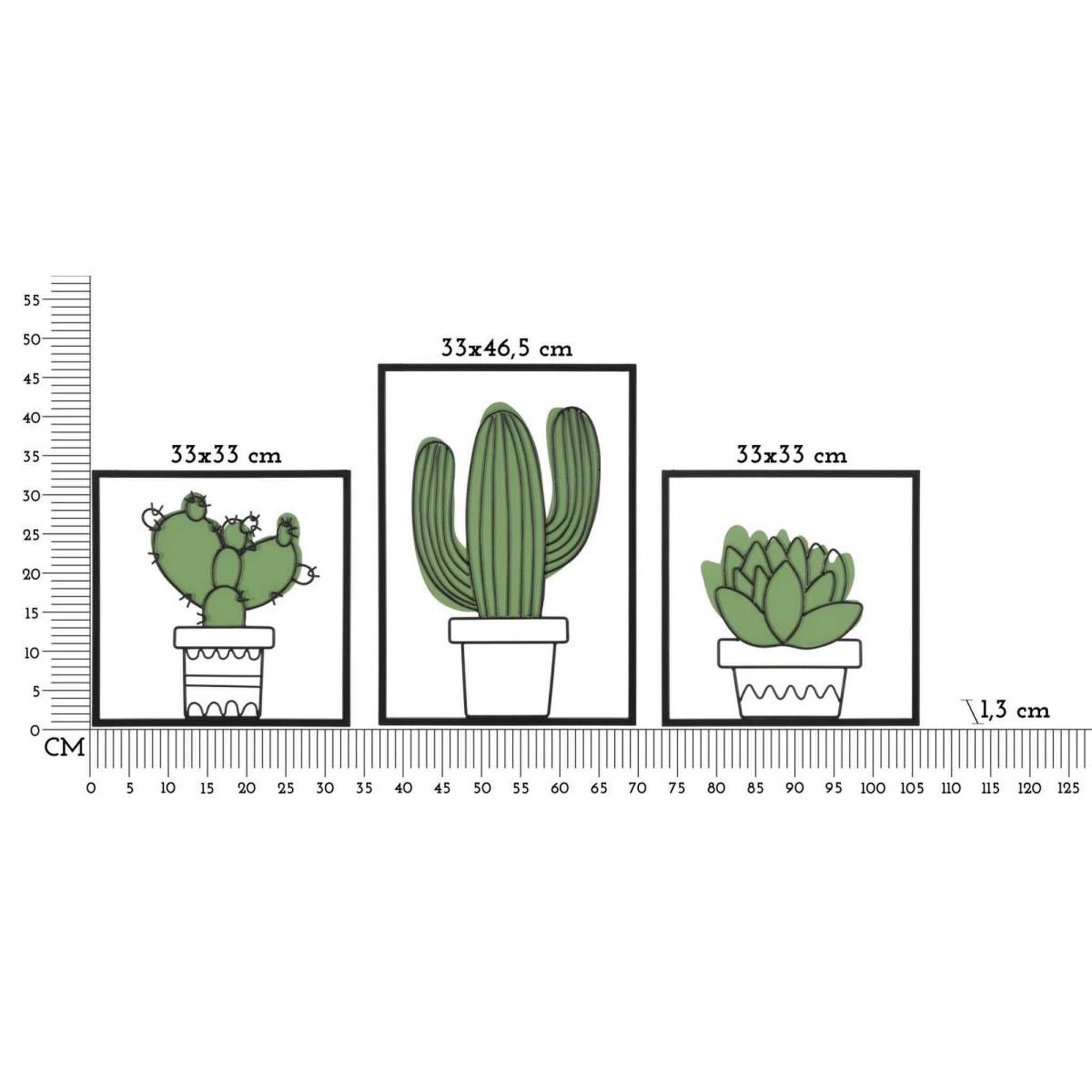 Voir la diapositive 6 : Paris Prix Lot de 3 déco murales  cactus  46cm vert & noir