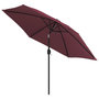 Voir la diapositive 4 : VIDAXL Parasol de jardin avec lumieres LED mat en acier rouge bordeaux
