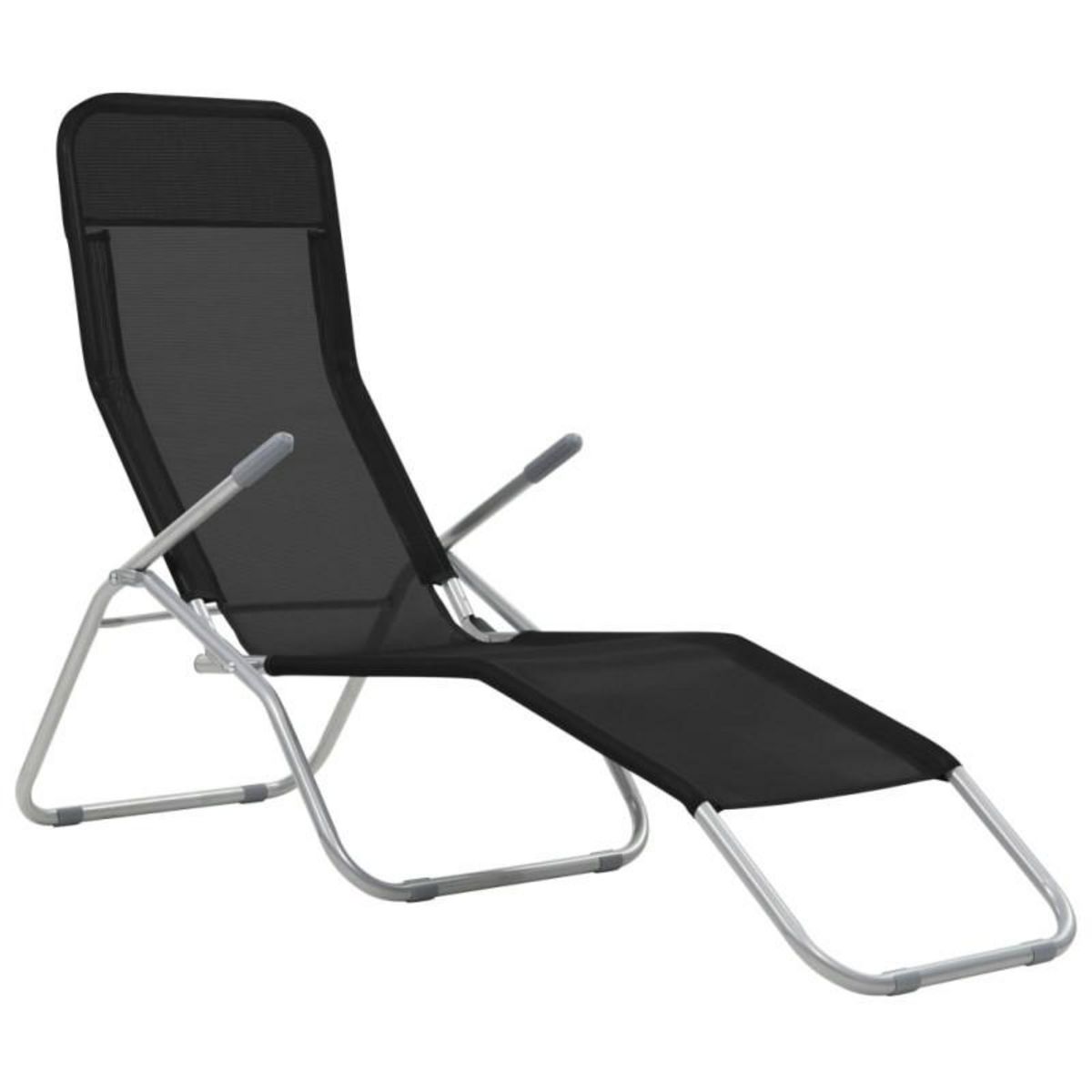VIDAXL Chaises longues pliables lot de 2 Textilène Noir