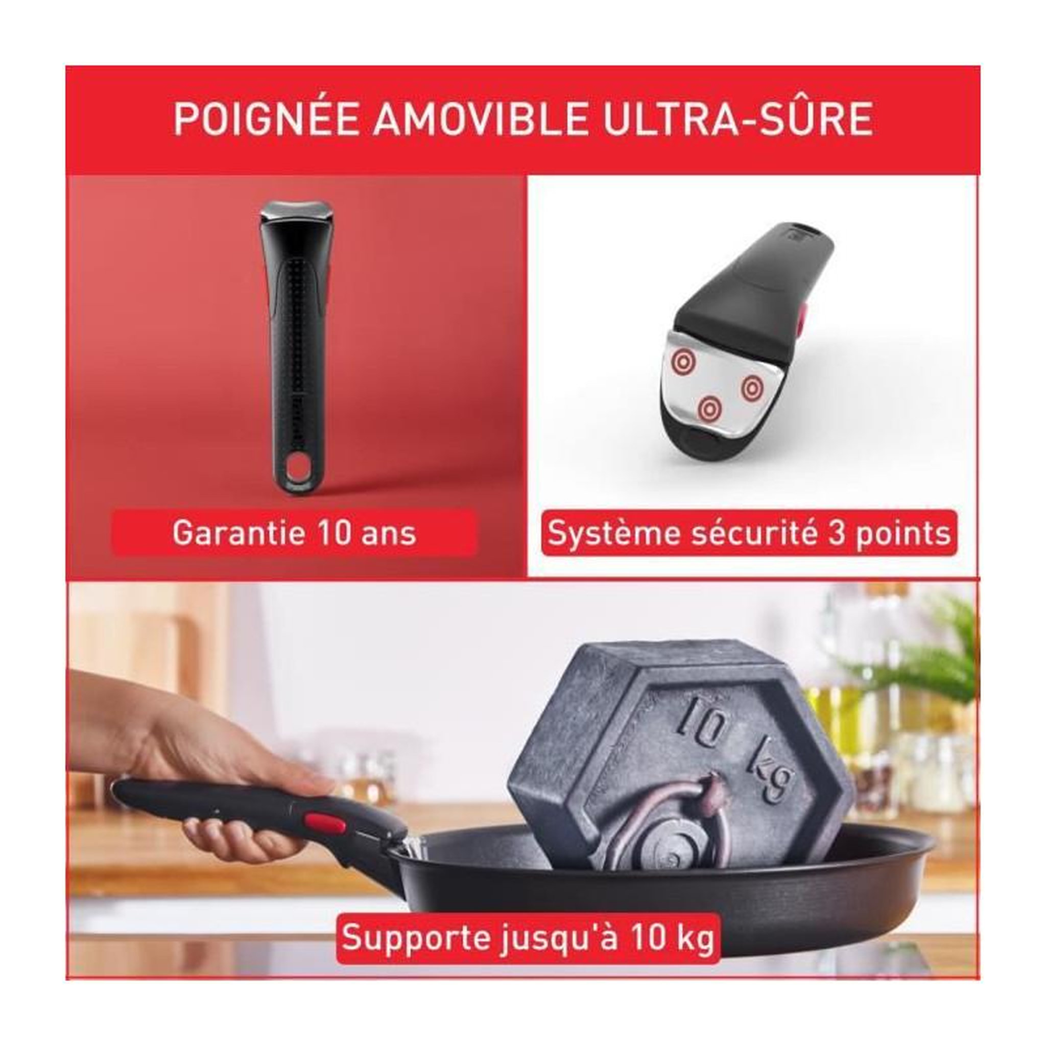 Voir la diapositive 5 : TEFAL TEFAL INGENIO Batterie de cuisine 13 pcs, Induction, Acier inoxydable, Revetement antiadhésif durable, Emotion On L897DS04