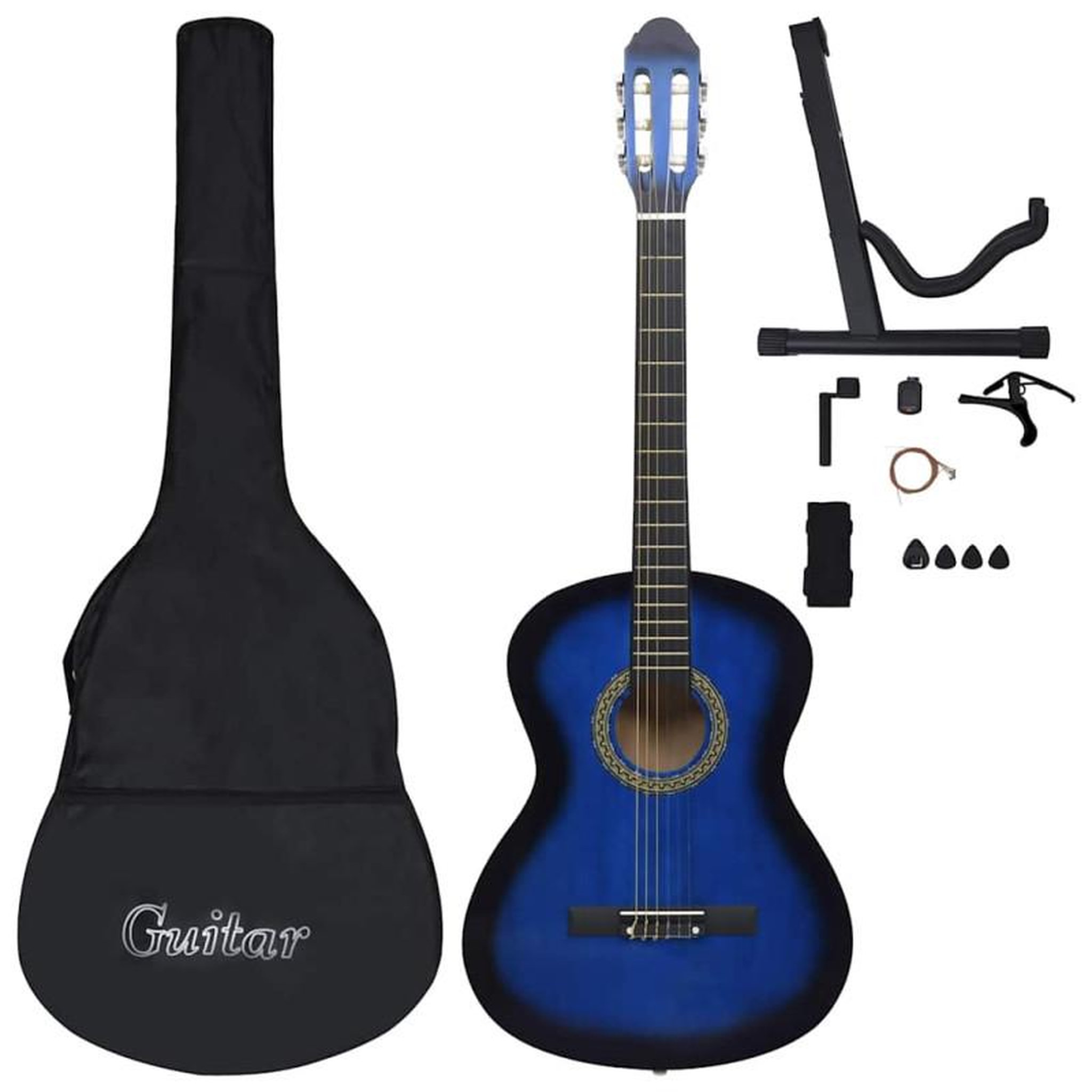 Voir la diapositive 2 : VIDAXL Jeu de guitare classique de débutant 12 pcs Bleu 4 4 39