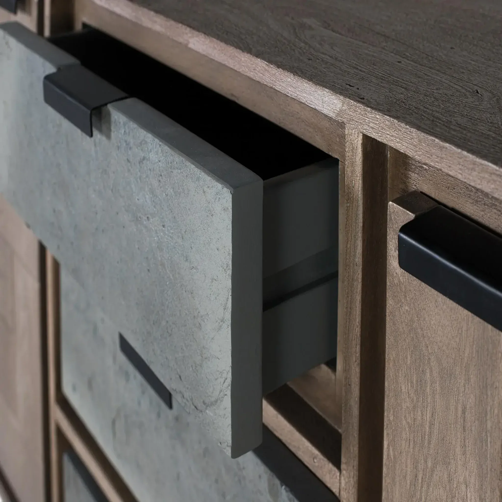 Voir la diapositive 2 : GINER Y COLOMER SL Buffet en bois d'acacia 160cm style industriel moderne