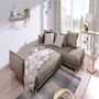 Voir la diapositive 2 : BEST MOBILIER Lena - canapé d'angle droit convertible- 5 places - latte - style scandinave - café latte