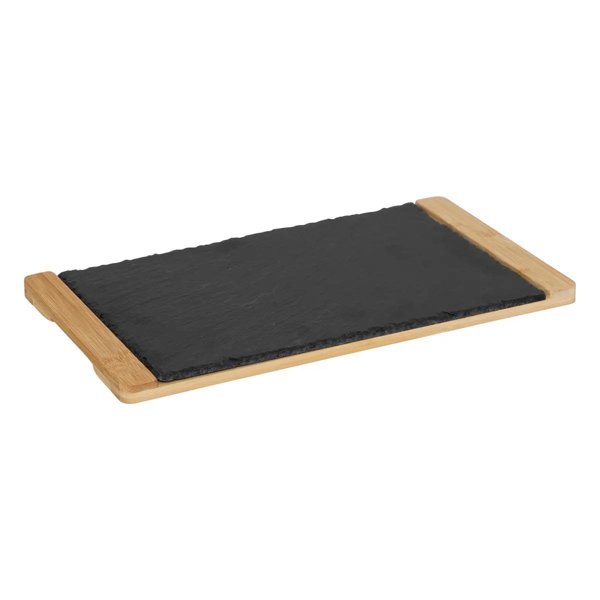 Voir la diapositive 1 : SECRET DE GOURMET Assiette de Présentation  Bambou & Ardoise  35cm Gris