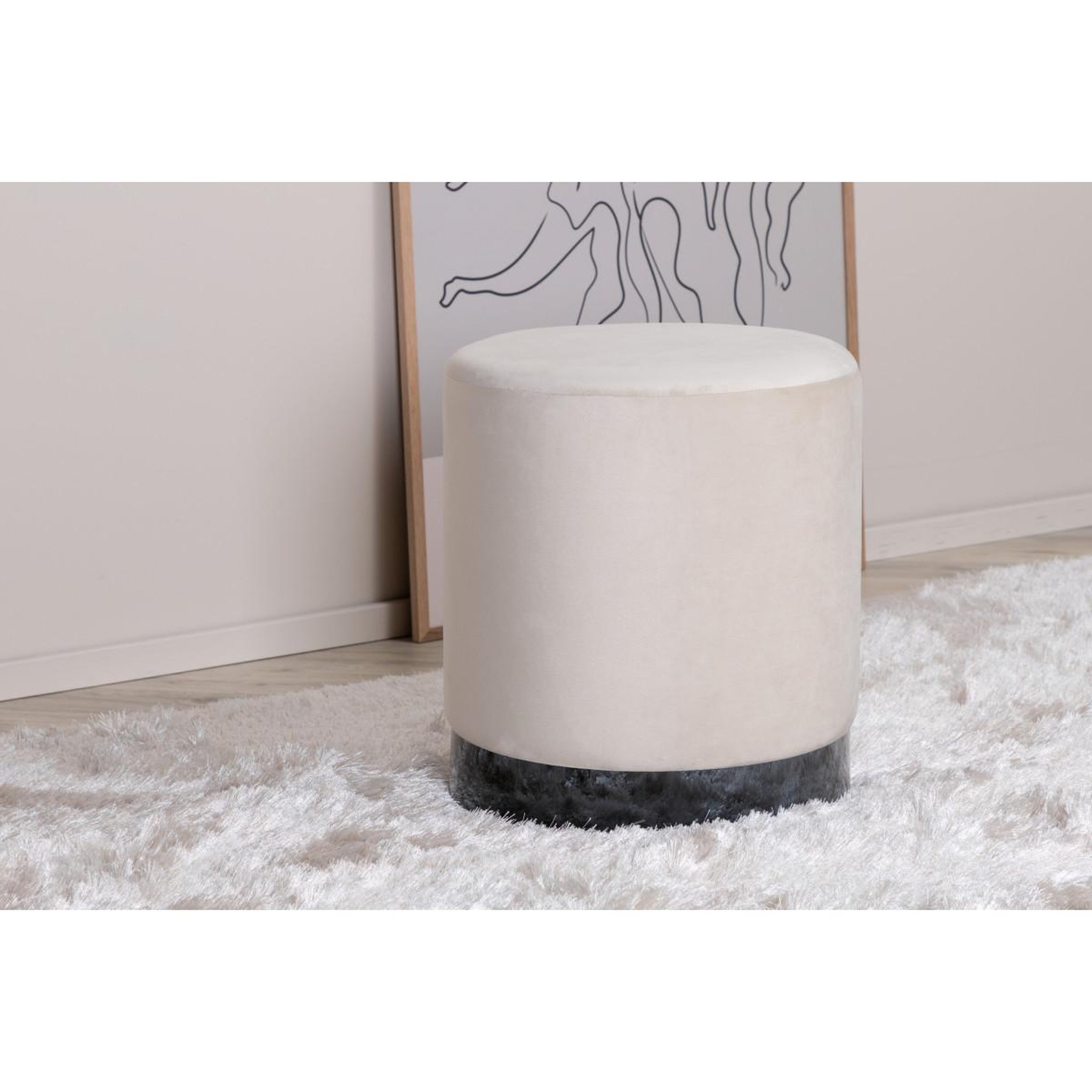 Voir la diapositive 5 : Paris Prix Pouf en velours  benji  42cm beige