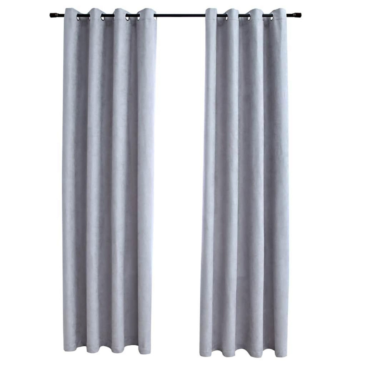VIDAXL Rideaux occultants avec anneaux en metal 2 pcs Gris 140x245 cm
