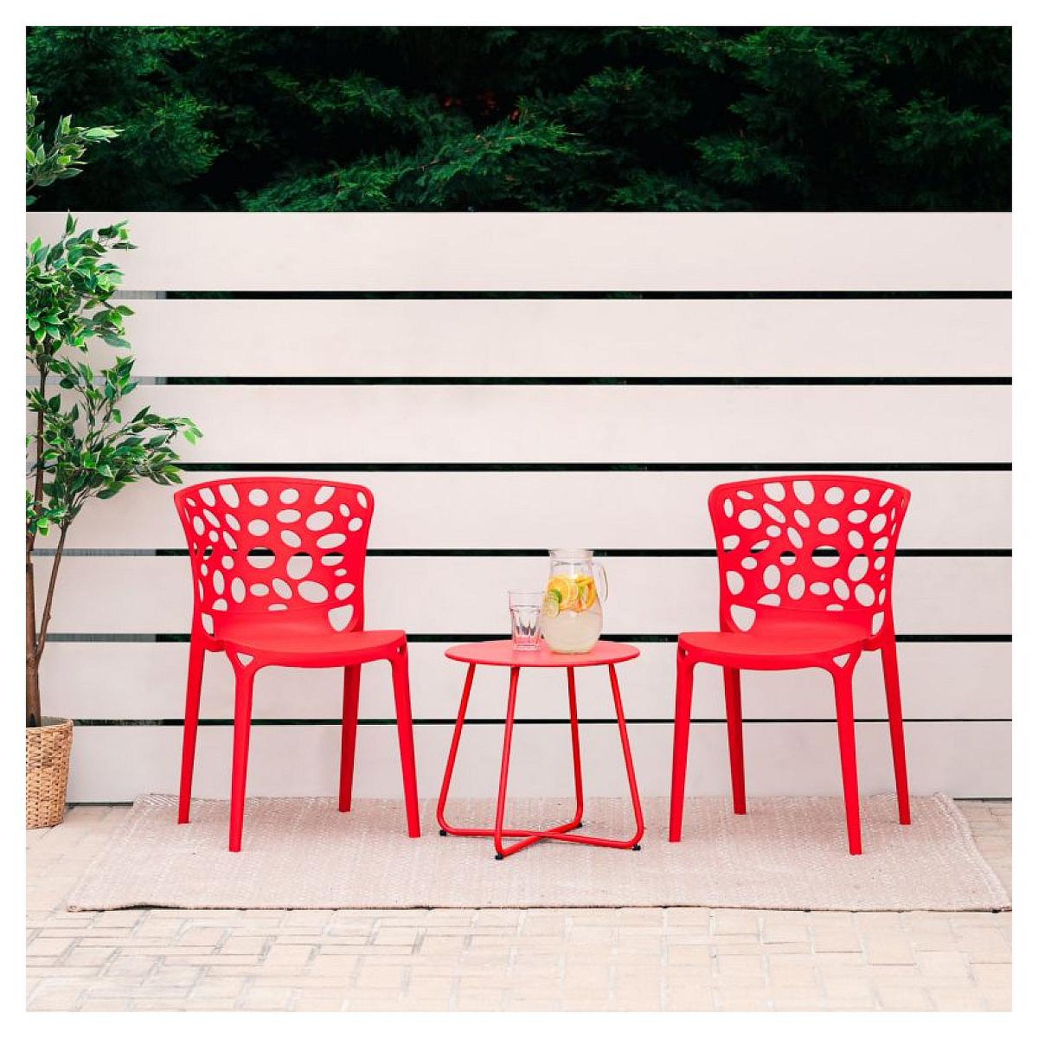 Voir la diapositive 2 : HomeStyle4U Chaise de jardin lot 2 chaises rouges