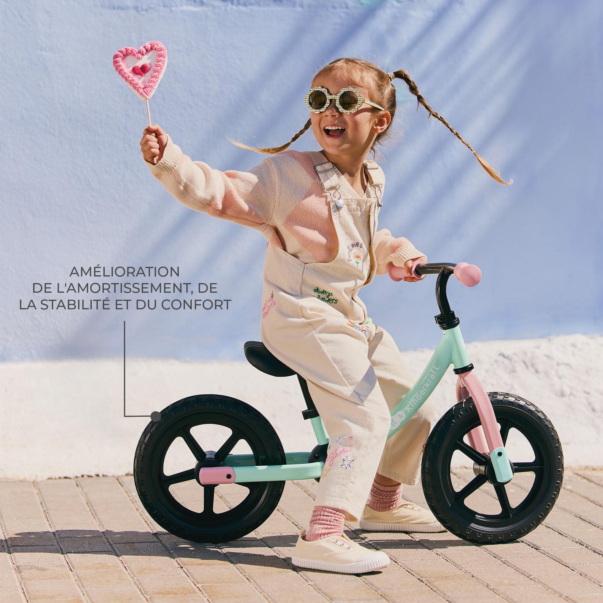 Voir la diapositive 2 : KINDERKRAFT Draisienne enfant grandes roues tout terrain réglable