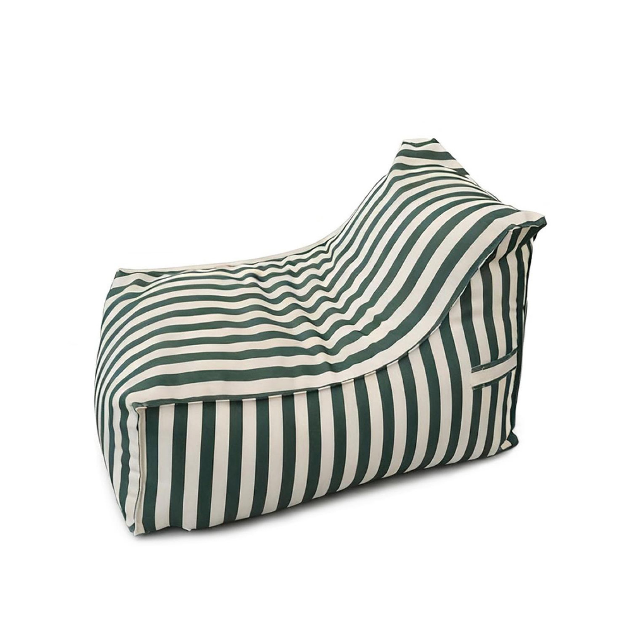 CONCEPT USINE Pouf exterieur rayé vert en tissu déperlant 100x65x65 cm positano
