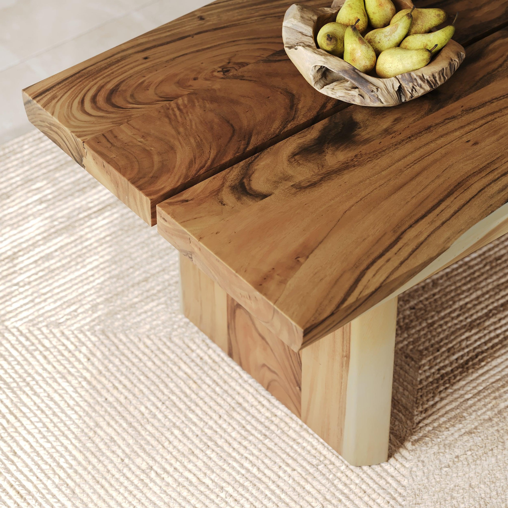 Voir la diapositive 6 : MAISON PAVANE Table rectangulaire 8 personnes en bois de suar 220 cm-tanah