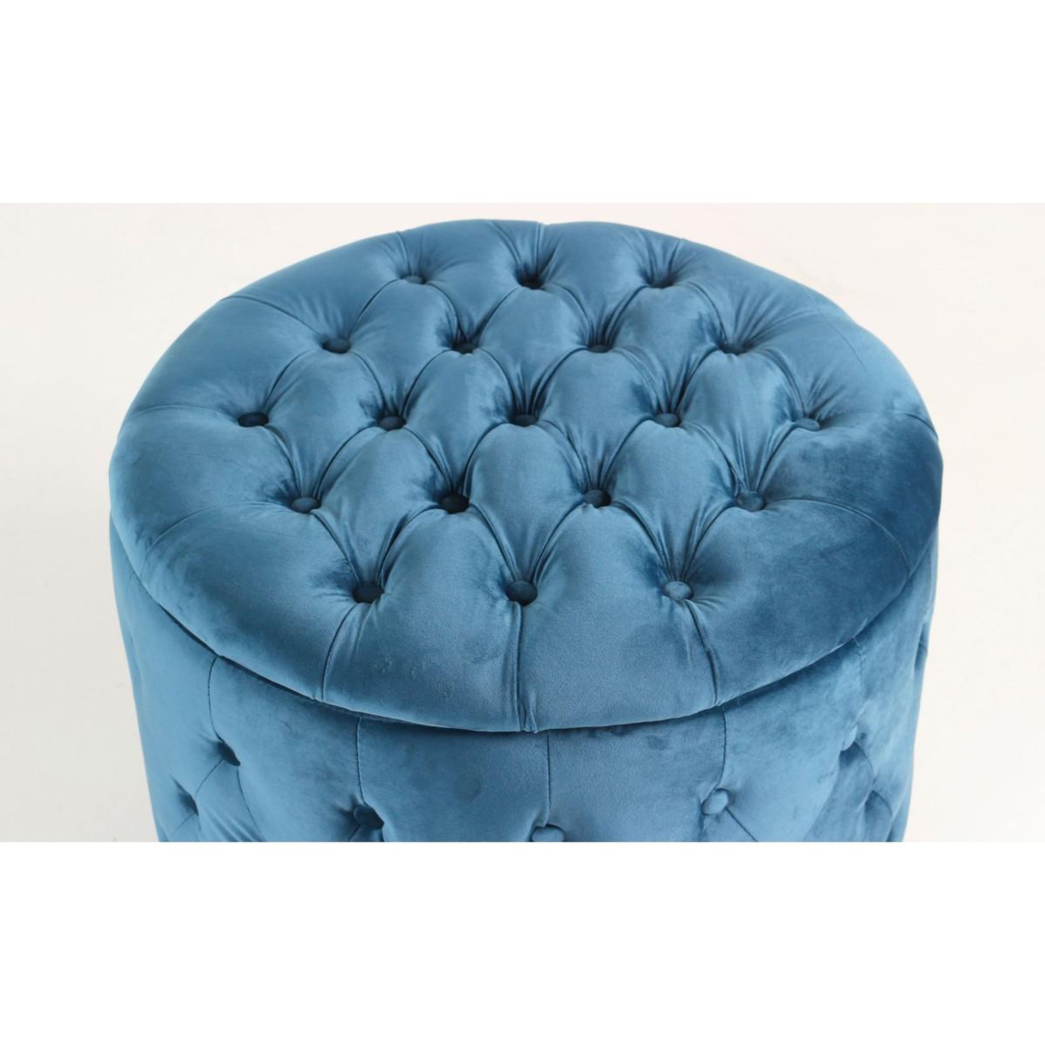 Voir la diapositive 3 : Paris Prix Pouf rond design en velours  visalni  60cm bleu