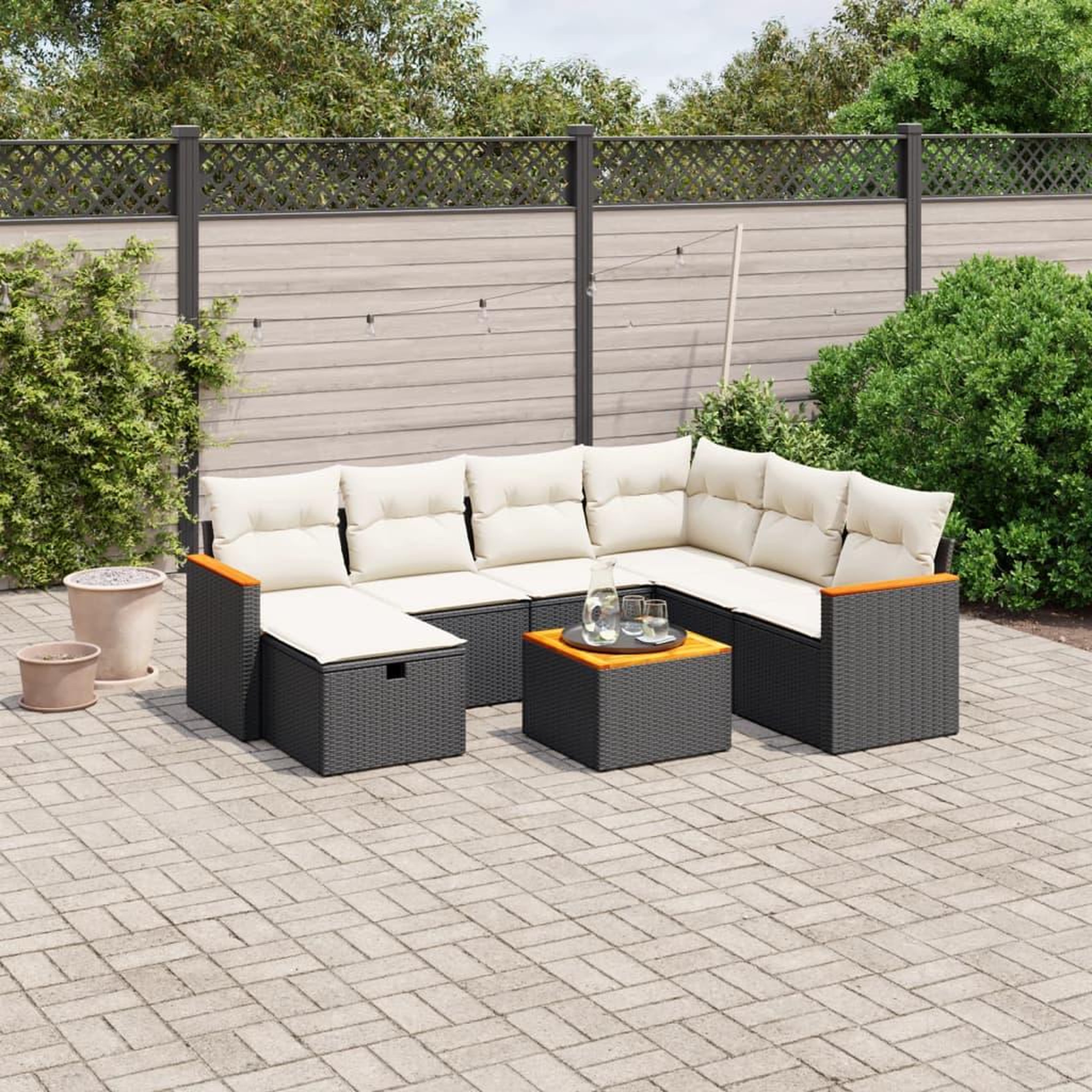 VIDAXL Salon de jardin 8 pcs avec coussins noir resine tressee