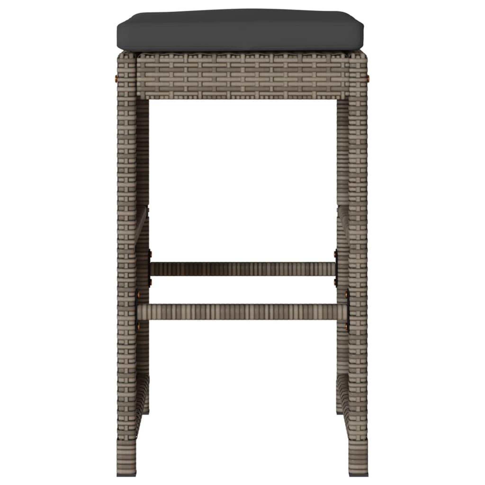 Voir la diapositive 4 : VIDAXL Tabourets de bar jardin coussins lot de 2 gris resine tressee