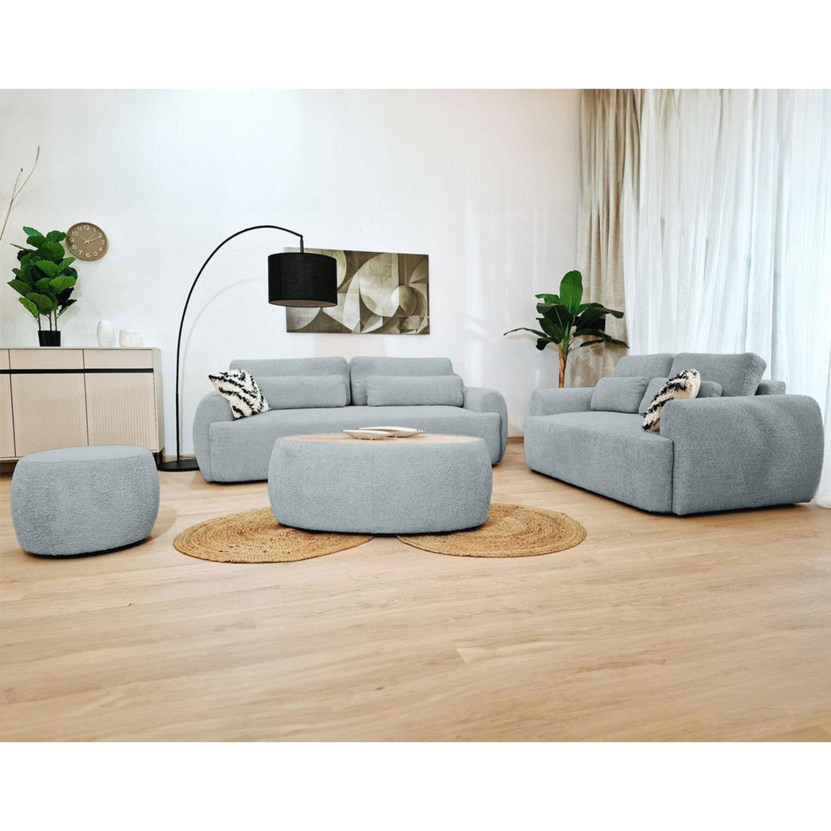 BEST MOBILIER Mahina - canapé droit 2 places - en tissu bouclette