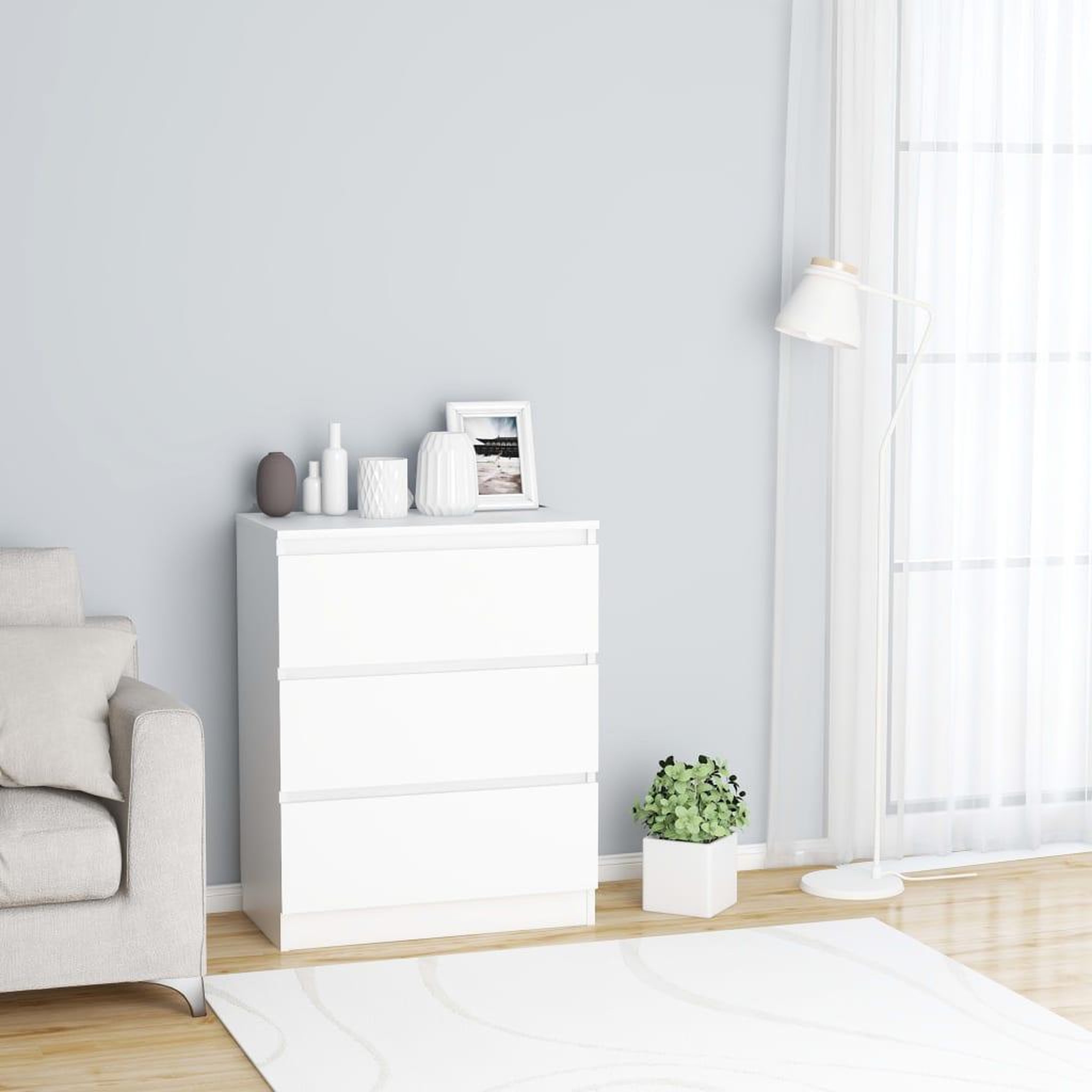 Voir la diapositive 1 : VIDAXL Buffet Blanc 60x35x76 cm Bois d'ingenierie